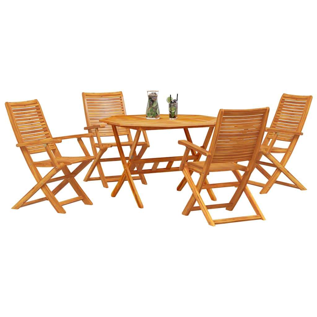 Garden Dining Set 5 Pcs Brown Solid Acacia Wood