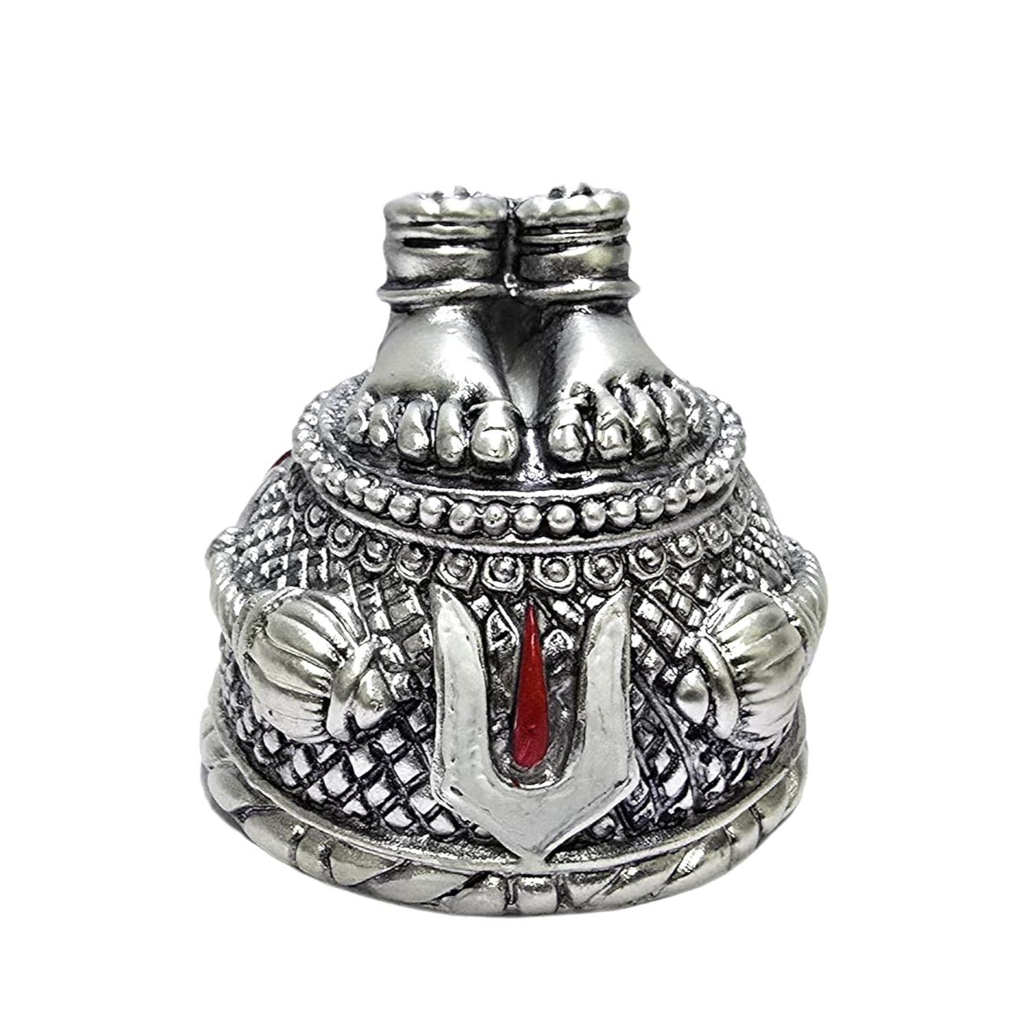 

Lord Hanuman Charan Paduka Silver Plated Antique Matte Idol for Home & Car Dasboard Hanuman Ji Charan Paduka Idol