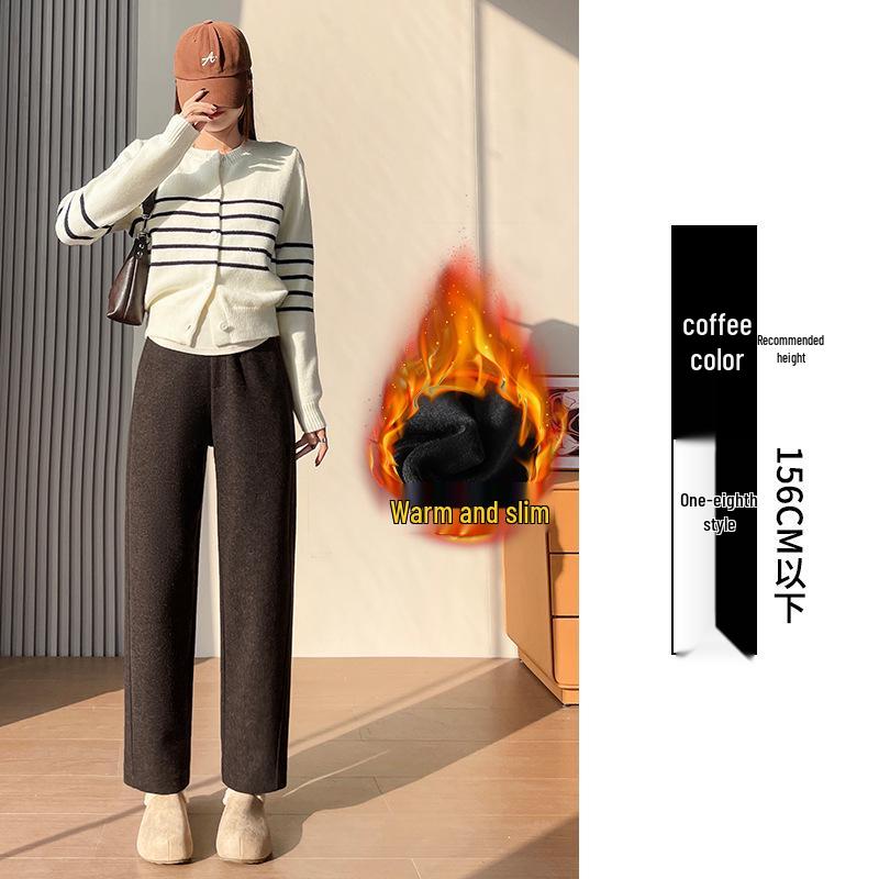 Pantaloni Harem Skinny da Donna a Vita Alta in Lana, con Velluto Interno, Ispessiti, Corti 8/9, Pantaloni Versatili per Completo Autunno/Inverno.
