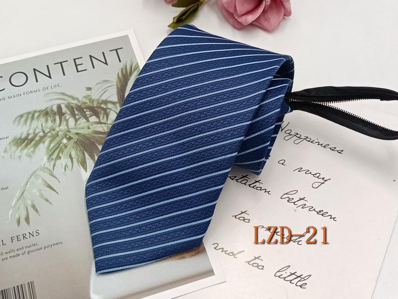 Men's Easy-Pull Knot-Free 8cm Striped Black Zipper Tie