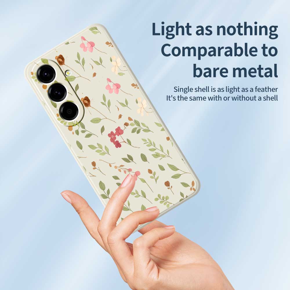 For Samsung Galaxy A56 5G Case Small Flower Leaves Pattern Printing Straight Edge TPU Phone Back Cover