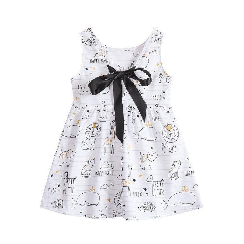 Copii vara fete rochie dulce modă panglică rochie fără spate fete bumbac prințesă rochie haine