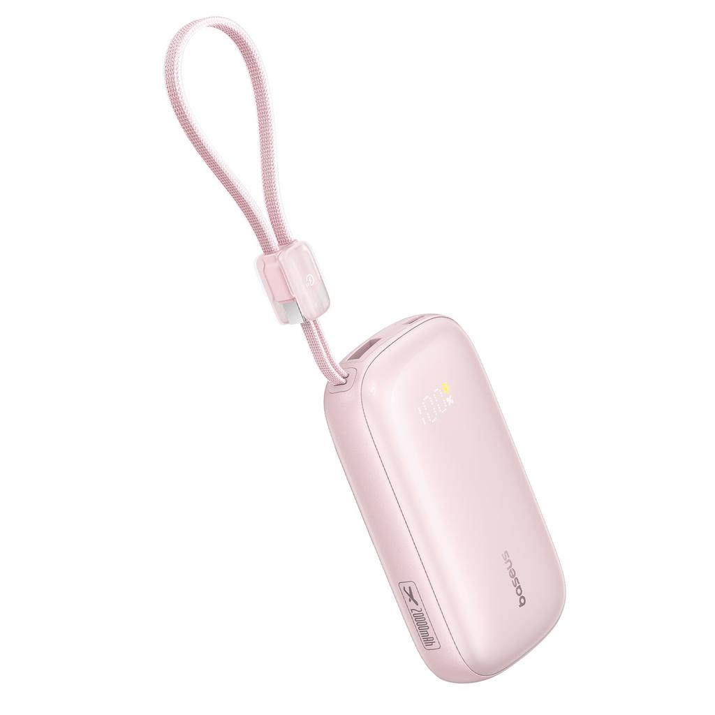 Powerbank 20000mAh 22.5W with display and cable EnerFill FC21 Qpow 3 Ultra - pink