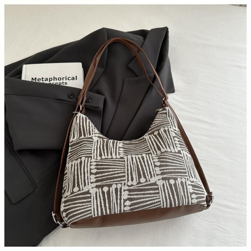 New Striped Underarm Shoulder Bag Large Capacity Commuter Handbag Multi-purpose Versatile Backpack