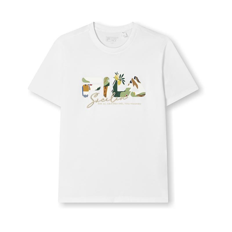 New FILA HERITAGE T Shirt Unisex Cloud White F11M528105F-WT