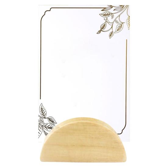 10Pcs Semicircular Wooden Business Card Holder Reusable Wedding Banquet Restaurant Table Number Place Card Holder Stand