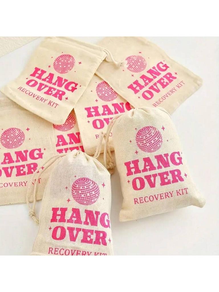 10/5/2Pcs Christmas Party Wake Up Bags Wedding Guest Gift Storage Bag Cotton Linen Bags First Aid Kits Red Cross Hangover Kit