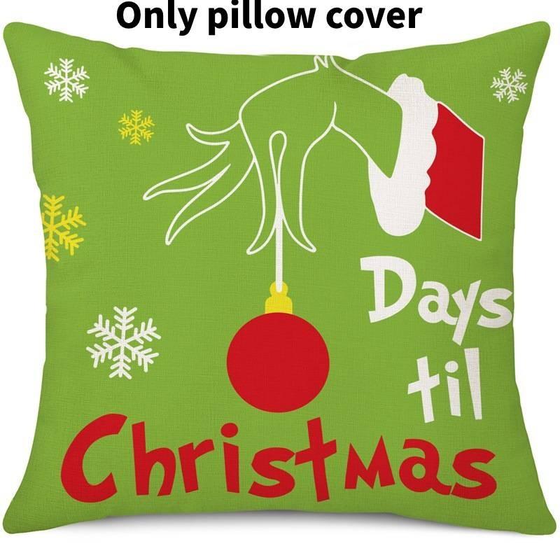 Cozy Green And Red Grinch Christmas Pillow Cover For Stylish Home Dcor 45x45cm