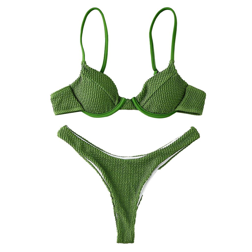 Women Solid Lace Bikini Set Push Up Swimsuit Beachwear Padded Swimwear