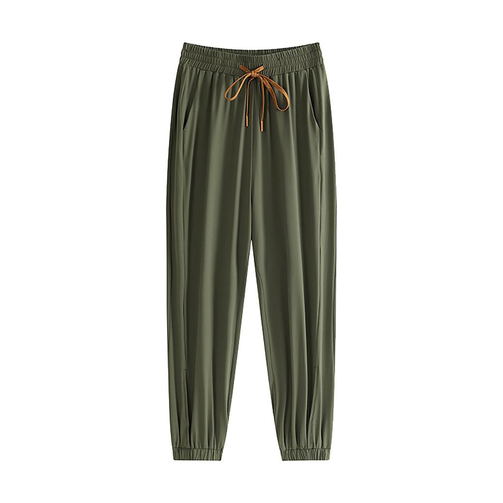 Women's Casual Solid Colour Elastic Waist Straight Casual Pants With Pockets