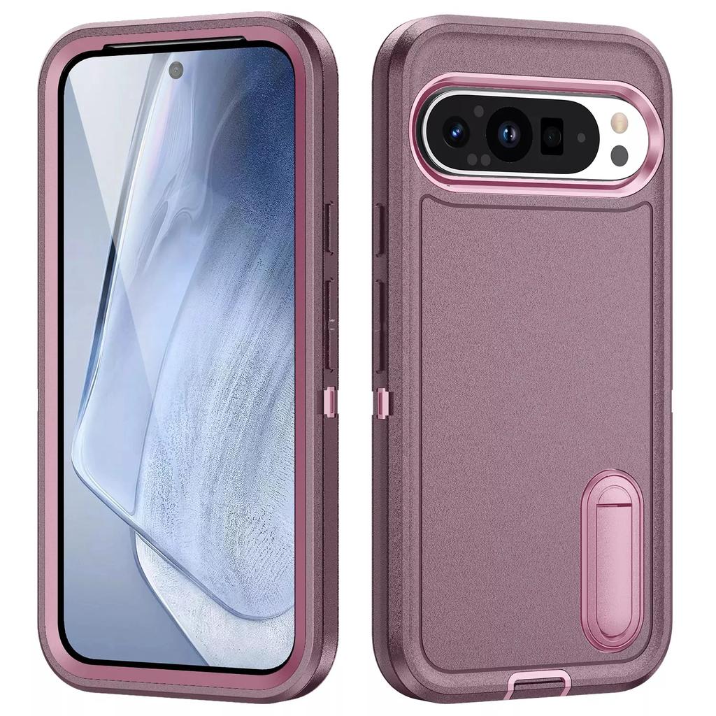 Coque robuste en silicone à armure lourde pour Google Pixel 9 /9 Pro / 9 Pro XL Robuste Protection Lourde avec Support Housse antichoc