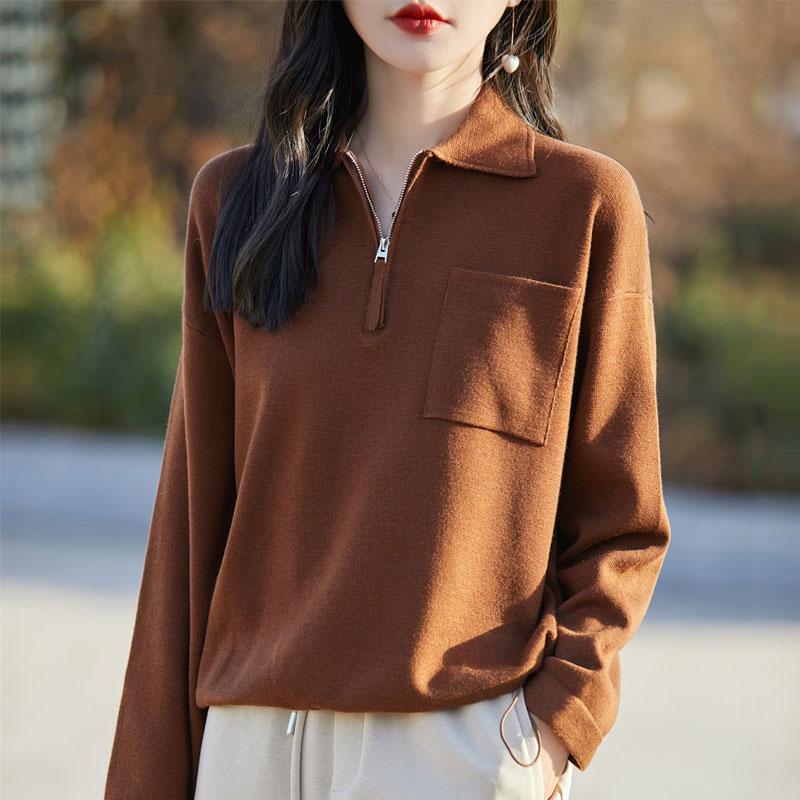 Dámský kašmírový svetr Qinghe kašmír 50% vlna 50% hedvábí Dámský podzimní a zimní kašmírový svetr měkký a teplý