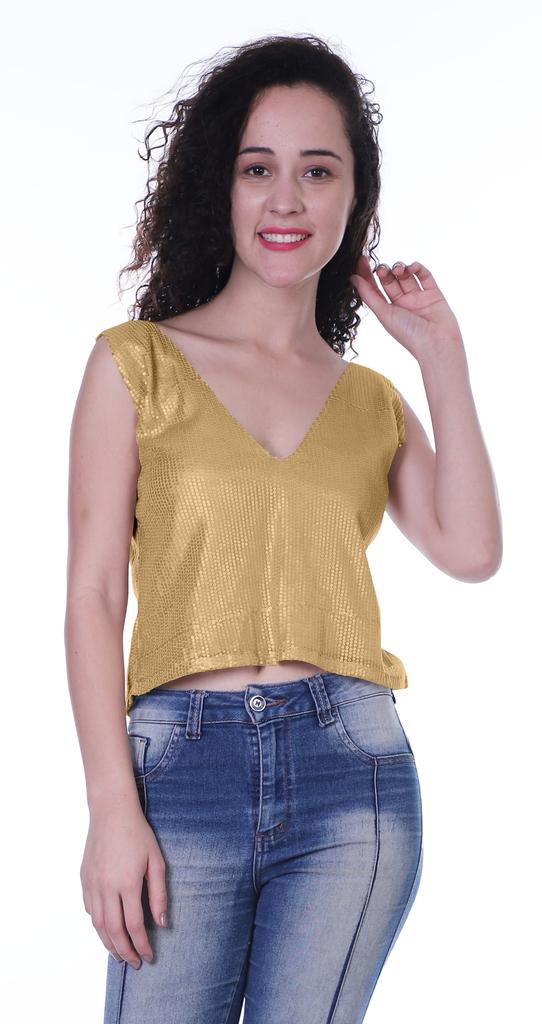 Moomaya Womens Sequin Sleeveless Party Crop Top Glitter V Neck Sparkle Club