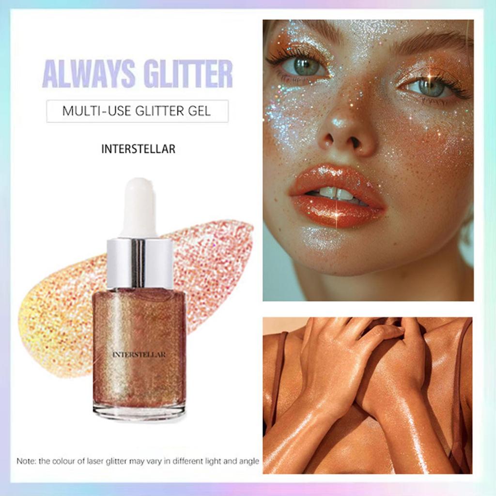 Body Shiny Oil Moisturizing Long Lasting Body Luminizer Face Brightening Liquid Shiny Body Glow Body Glitter Oil Highlighter Summer Glowing 30ml