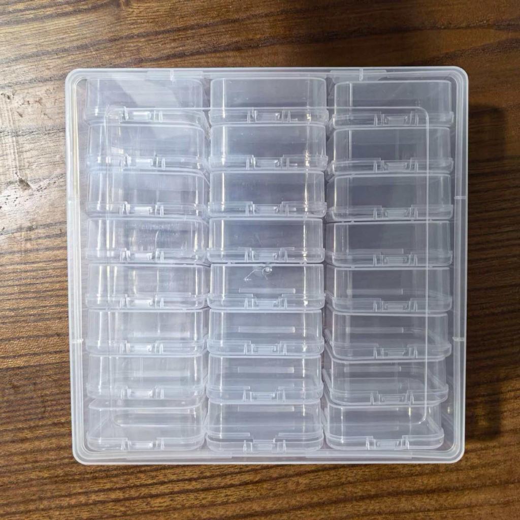 24-przegródkowe przezroczyste plastikowe pudełko do przechowywania na zdobienia paznokci, cyrkonie, koraliki i akcesoria jubilerskie