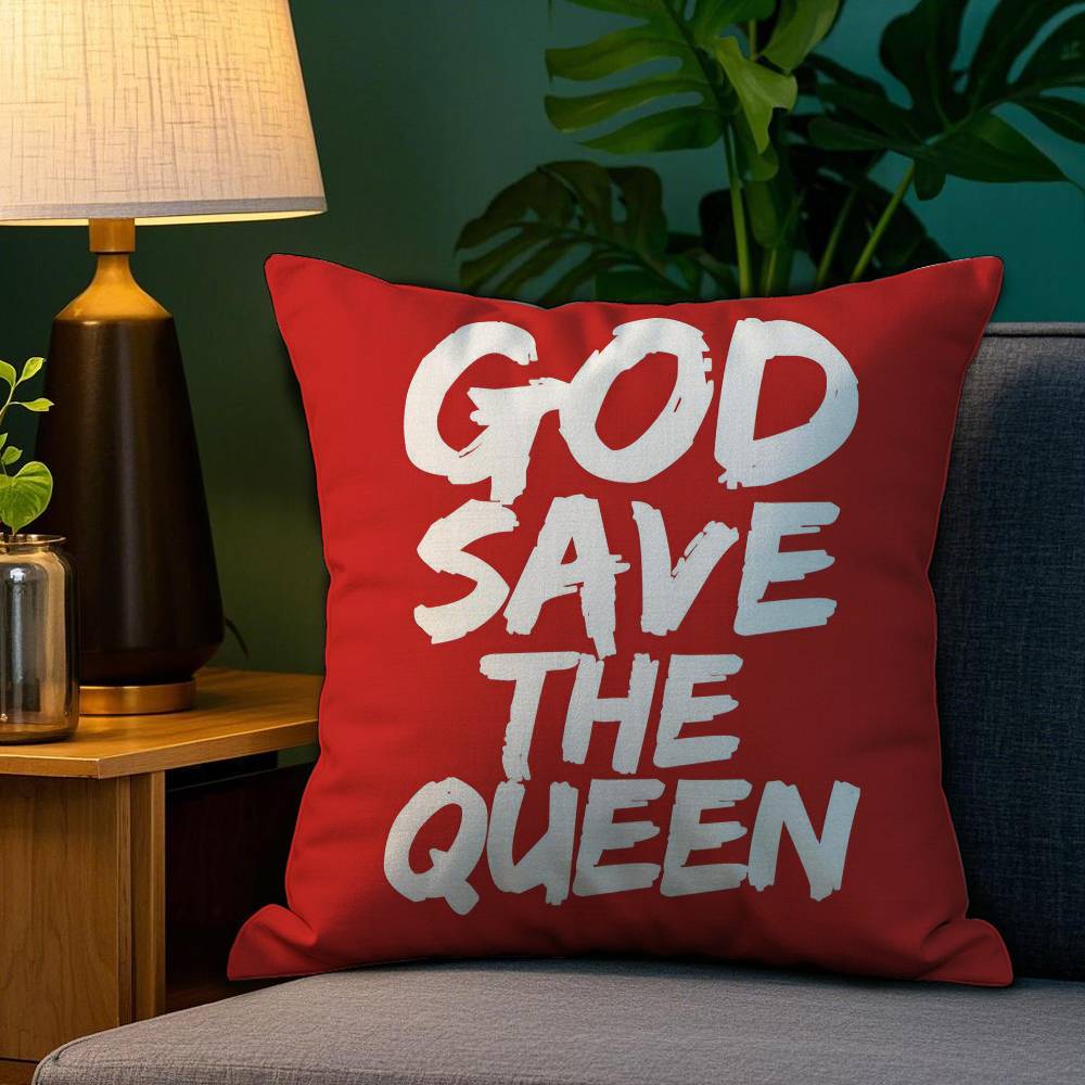 

Brand S-Save the Queen Pillow Case Plush Fabric Soft Double Sided Print Home Sofa High Quality Cushion Cover Throw 12x12Inch