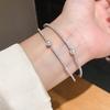 Minimalist Zircon Pearl Double Layer Bracelets For Women With Geometric Design