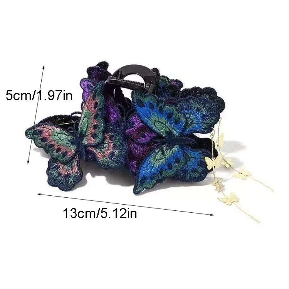 Kniting Butterfly Hair Claw Flower Tassel Chinese Style Hair Grab Clip Hanfu Hairwear Hair Accessories Large Shark Clip