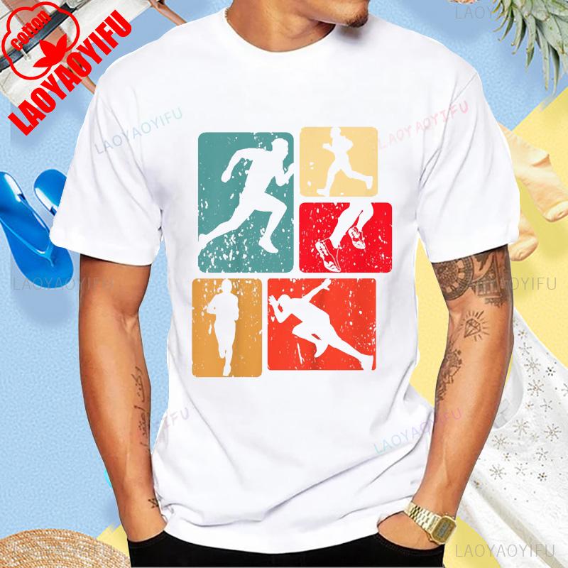 Funny Runner Running Marathon Track and Field Lovers Outfit TShirt Cotton Casual Fashion Loose Harajuku Man Tshirt Y2k Tees