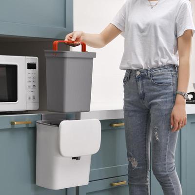 Wall-Mounted Kitchen Trash Can with Handle and Inner Bucket for Cabinets
