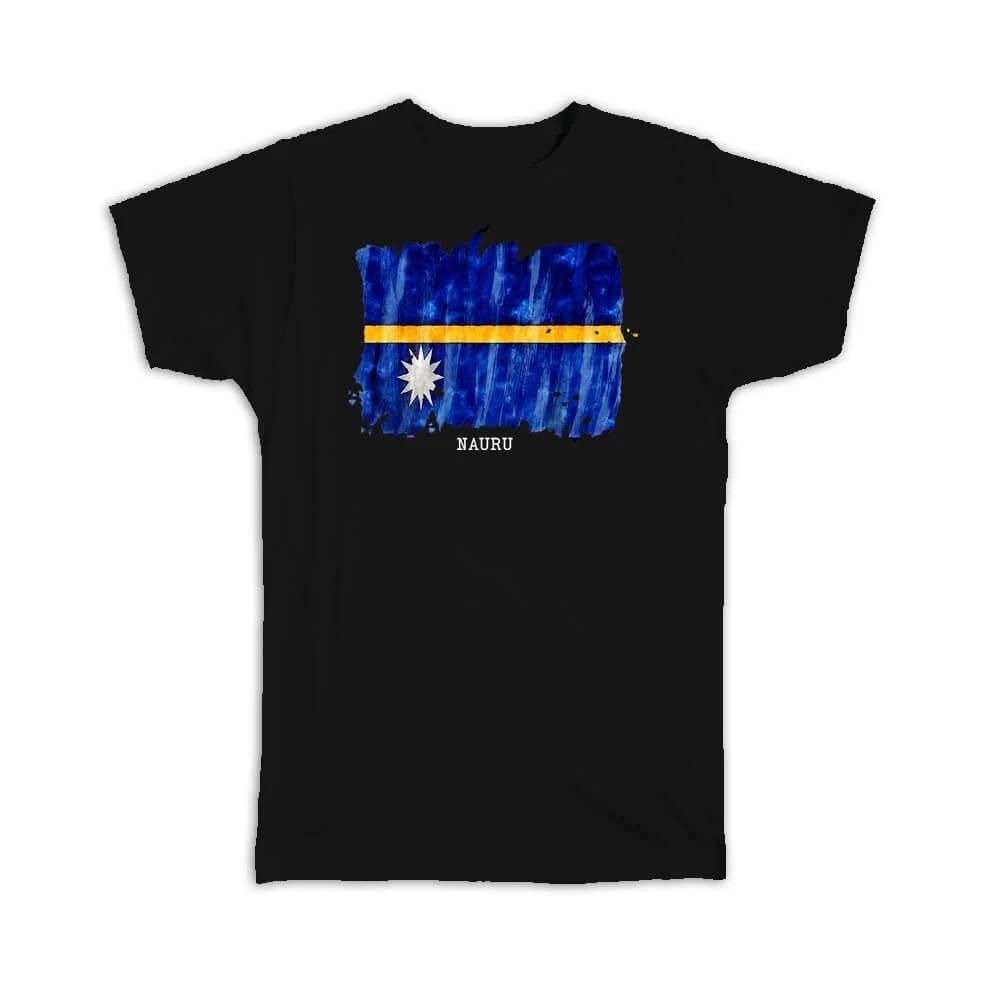 Gift T-Shirt : Nauru Flag Australia Travel Expat Country Watercolor S