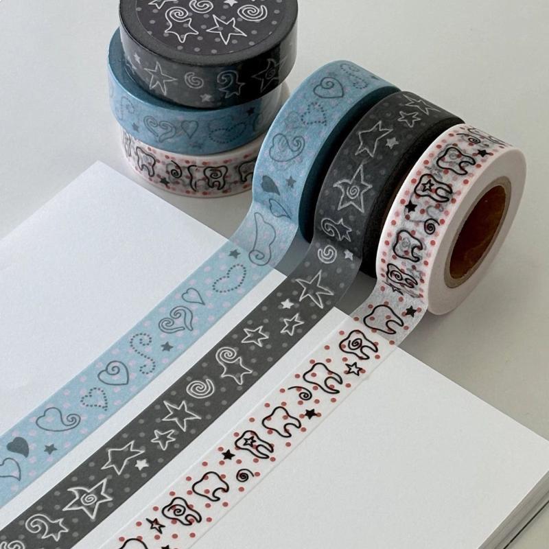 Korean Wings Pentagram Teeth Cute Paper Decorative Tape Set Tape Pack For Bookkeeping Diy Journals Material School Stationery