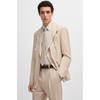 BOSS Slim Fit Shirt Light Beige Italian Check Cotton