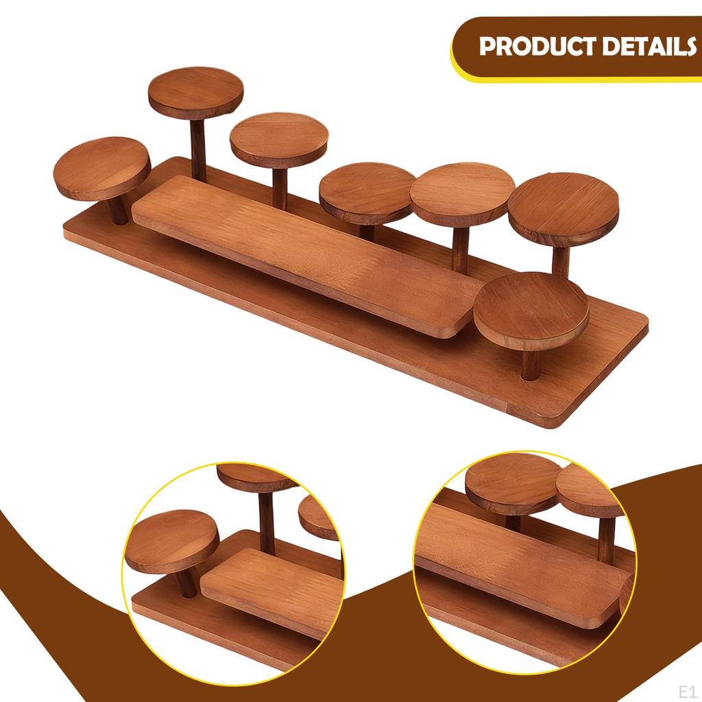 Wooden Tiered Riser Display Stand Wood Shelf Plant Dessert Perfume Rack Organizer for