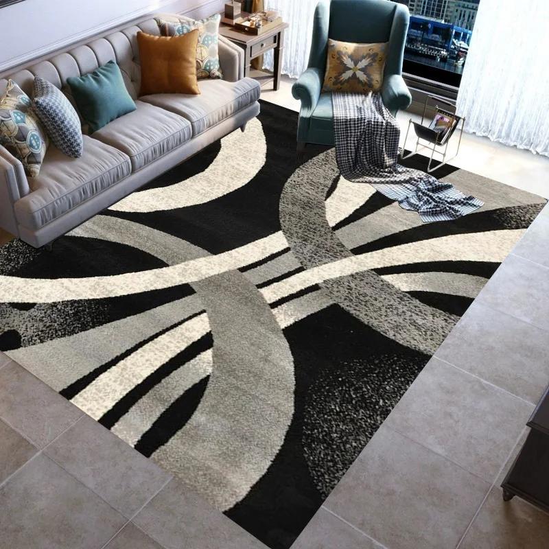Fashionable Stylish Geometric Lines Washable Modern 3D Printing Carpet Mat Living Room Bedroom Toilets Rugs Area Rug