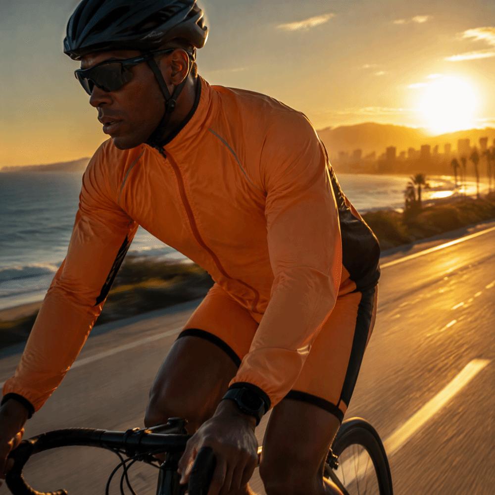 Windproof Men Cycling Jacket Orange Running Jacket Men Durable Mountain Bike Jacket  Evening Riding