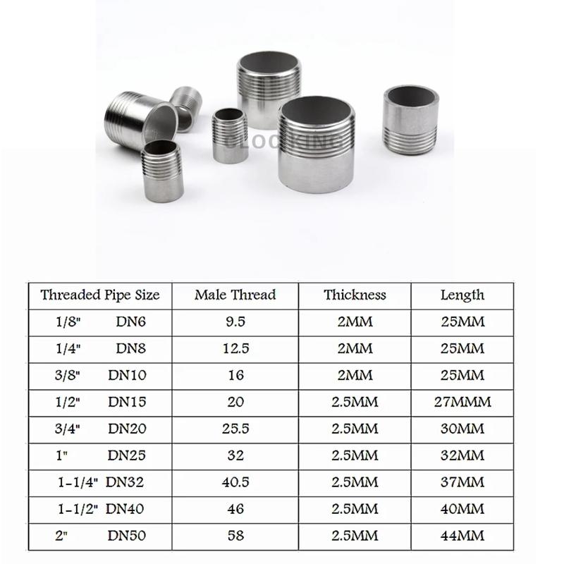 BSP Water Connection 1/4"3/8" 1/2" 3/4" 1" 1-1/4" 1-1/2" 2"  Male X Female Threaded Pipe Fittings Stainless Steel SS304