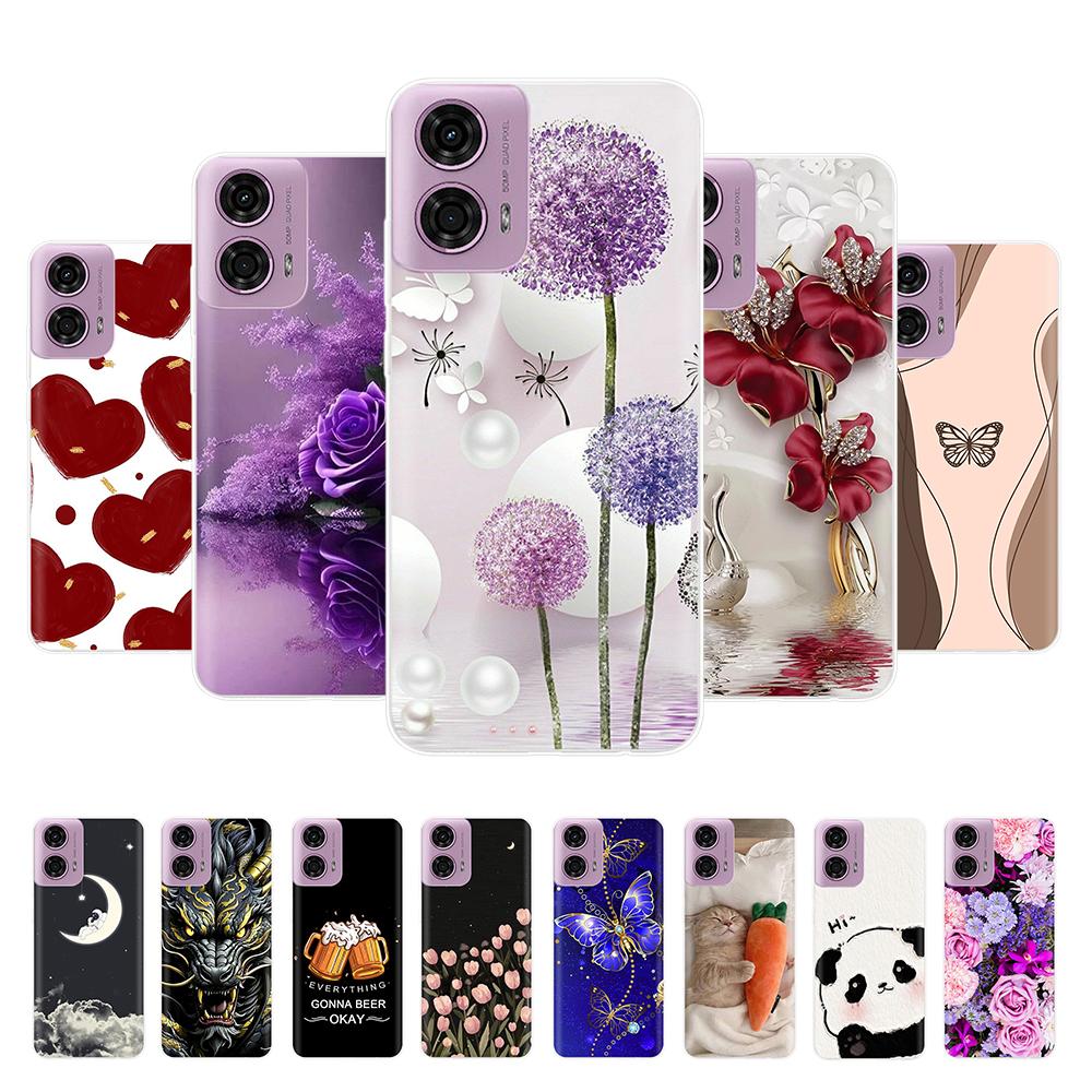 For Moto G24 Phone Case Lovely Panda Patterns Soft TPU Clear Silicone Bumper For Motorola G04 MotoG24 Cover Fundas For Moto E14