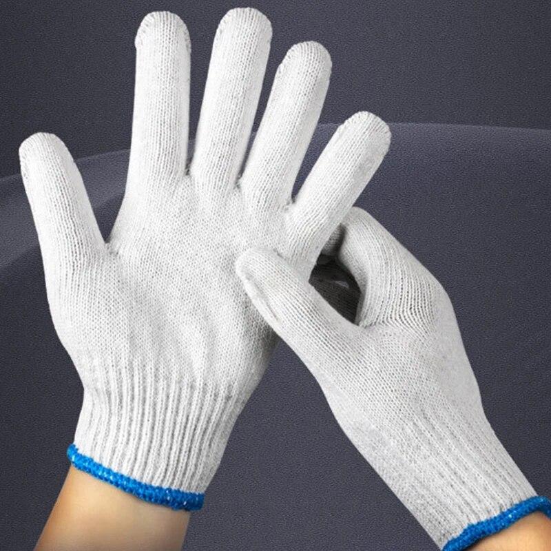 Durable And Safe 24Pcs Protective Gloves Cotton Thread Gloves Work Thick Nylon White Yarn Wear Resistant Cotton Thread Gloves