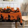 Halloween Tablecloth 52x70 Inches - Orange Castle Halloween Decorations for Home - Spider Web Table Cloth Rectangle Decor for Party, Dinner