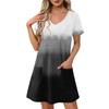Ladies' Casual And Fashionable V-neck Short Sleeve Printing Mid Length Dress