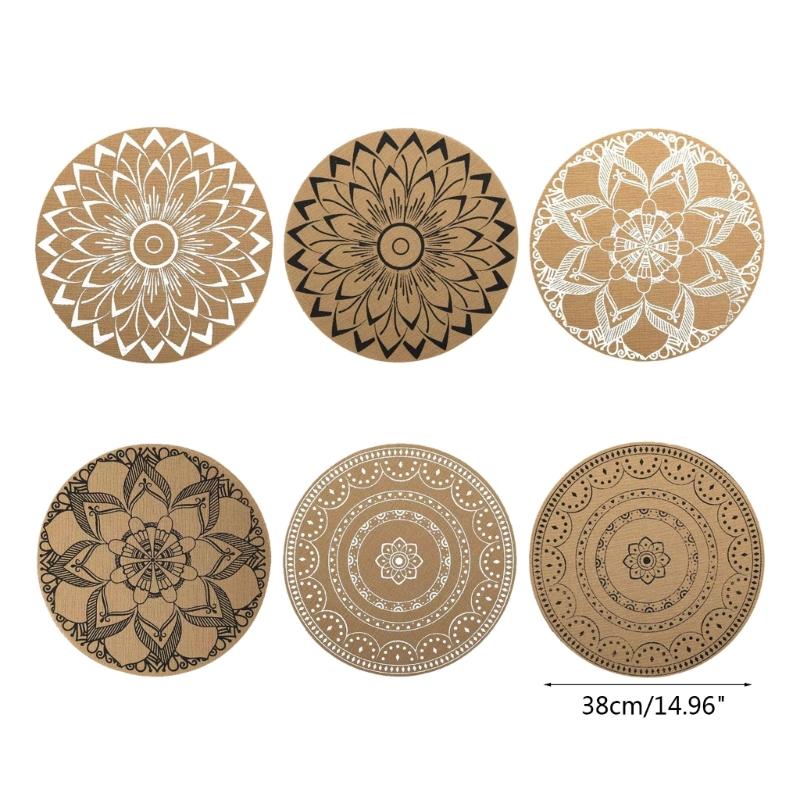 Non-Slip Round Placemats Decorative Dinner Table Mat Dual-Sided Waterproof Insulated Placemat Printed Western Food Mat