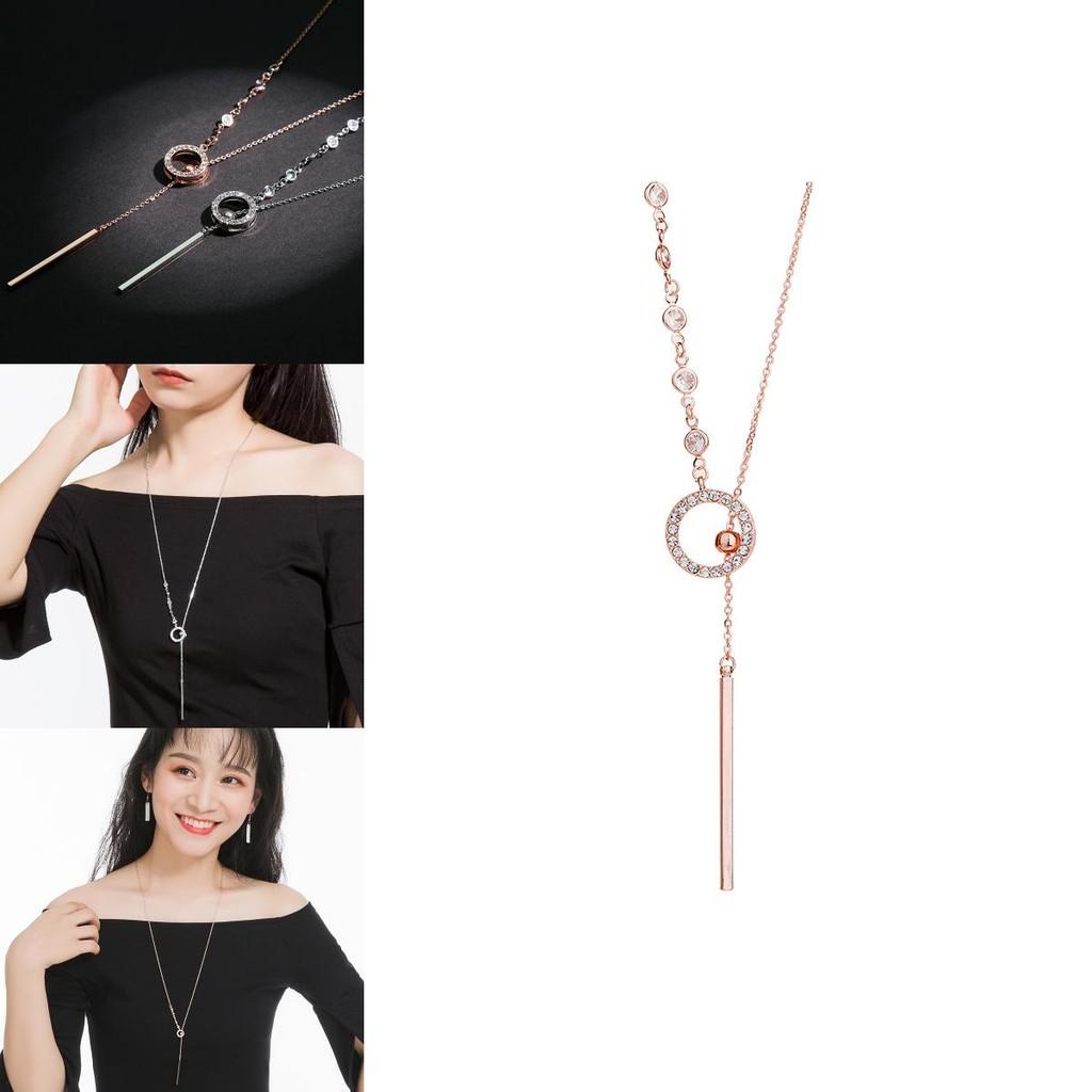 Geometric Elegant Long Sweater Chain For Women Stylish Versatile Accessory In White Gold And Gold Rose