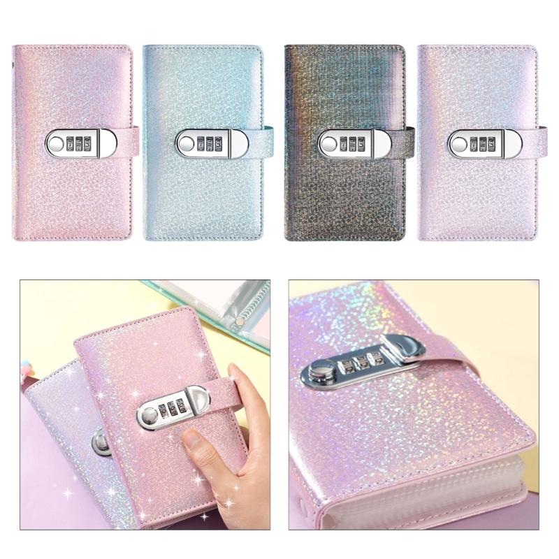 Money Organiser Notebook with Password Lock 50 Clear Plastic Sleeve Portable Money Saving Book for Travel and Daily Use