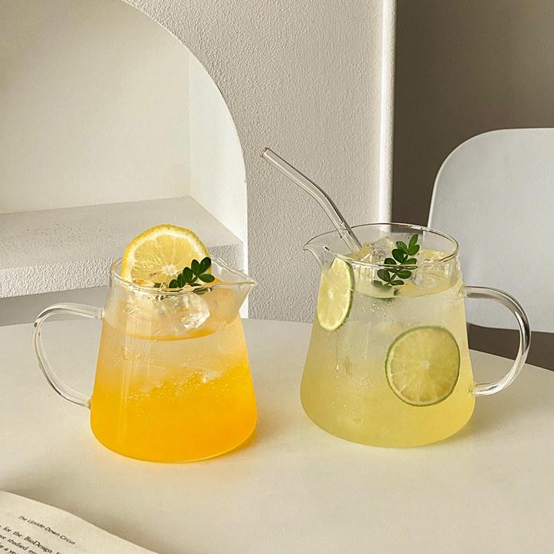 Handle Large Capacity Fruit Tea Glass 2026 Summer Creative Transparent Lemonade High Borosilicate Glass Juicy Coffee Glass