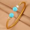 Steel wire opening round pearl diamond  women's fashion light luxury classic simple design versatile stainless steel 
