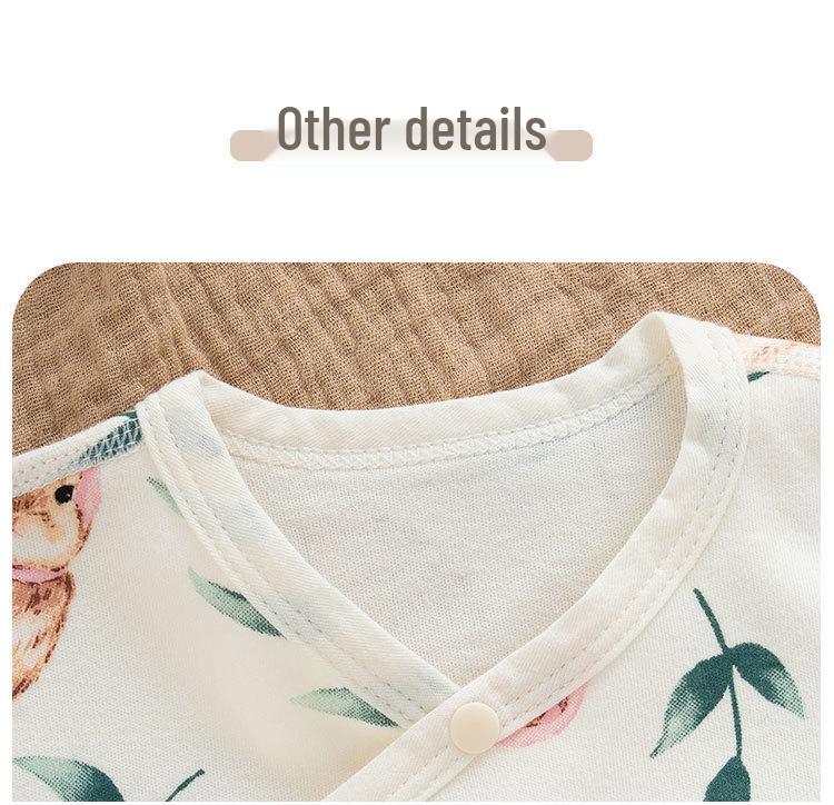 Unisex Baby Long Sleeve Snap Button Cotton Bodysuit with Belly Protection for Early Spring/Summer