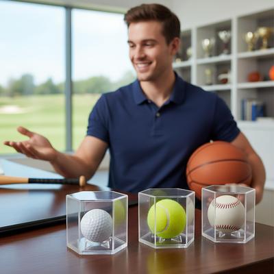 Baseball-Koffer Sechseckige Acryl-Box für signierte Bälle Golfball-Display-Koffer für Schlafzimmer Wohnzimmer Wohnheim Wohnung Kamin