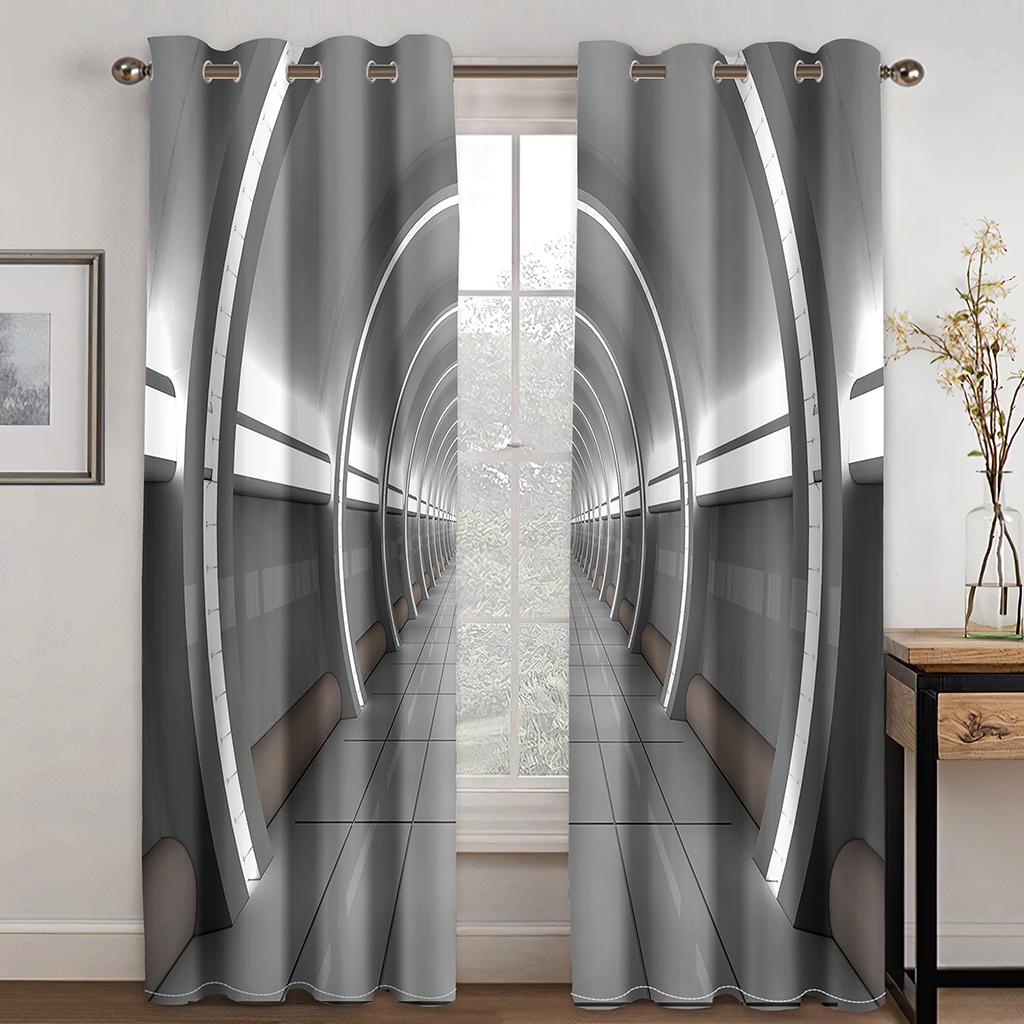 Universe Space Capsule Spaceship Astronaut Technology Thin Window Curtains for Living Room Bedroom Decor 2 Pieces Free Shipping