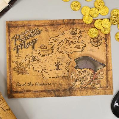 Mapa do Mar do Caribe Aventura Pirata Clássico Vintage Velho Tesouro Mapa Mundi Halloween Festa Pirata Decorações Suprimentos Presente para Crianças