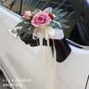 Ribbon Car Door Handle Mirror Flowers Romantic Artificial Roses  Ceremony Party Decor
