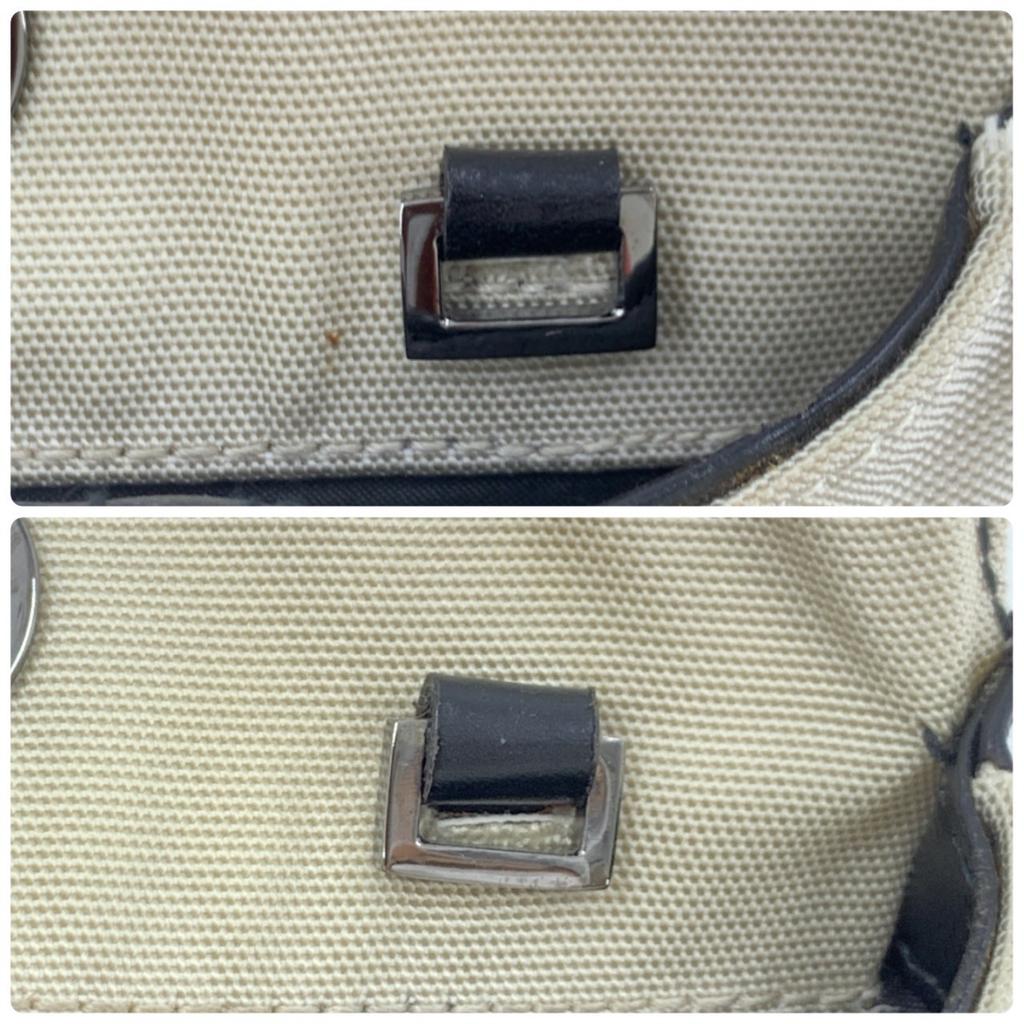 GUCCI Bamboo Handbag Tote Bag Nylon Canvas Leather Beige Ivory White Black 002 1010