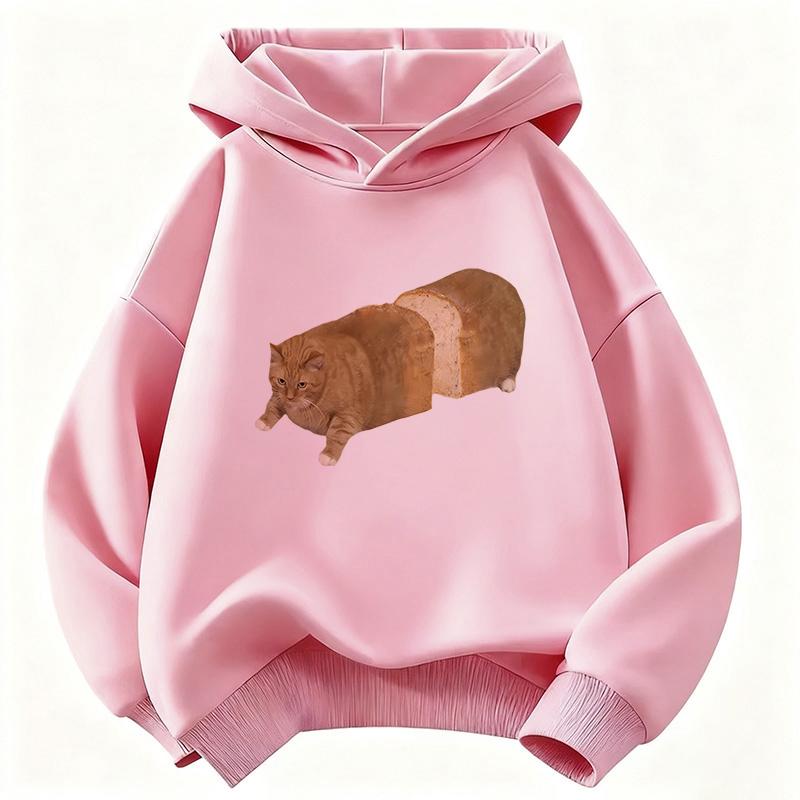 Hoodie Fat Bread Cat Design Children's Sweatshirt Cute Hoody for Boys Girls Casual Hoodies Spring Y2k Hoodies