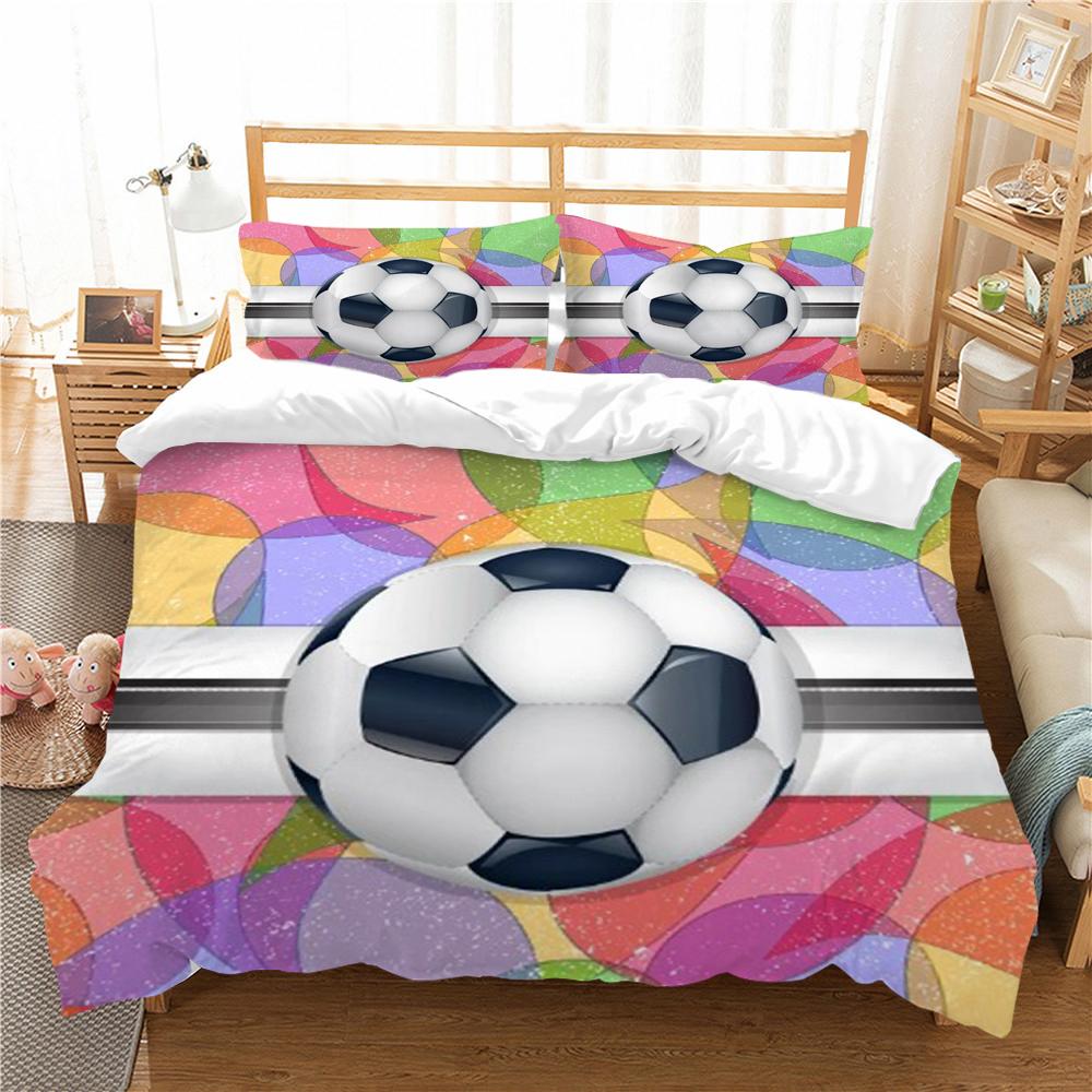 3D Football Printing Home Bedclothes Comforter Duvet Cover Bedding Set Duvet Covers Boy Children Bed Suit Comfortable