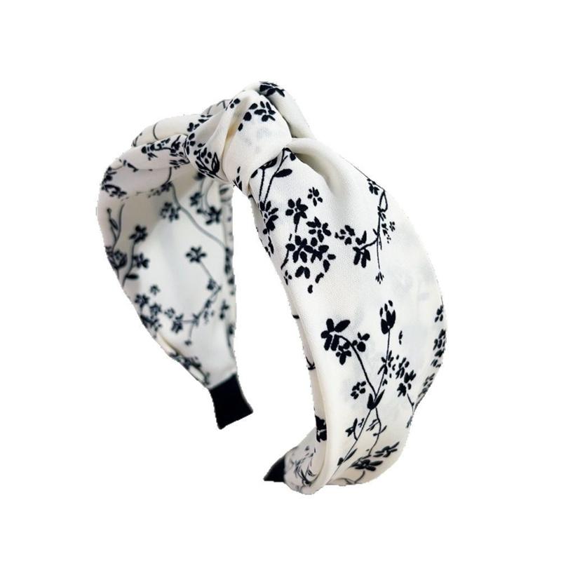 Fashion Women's White Black Floral Print Headbands for Ladies And Girls Daily Casual Hair Hoops Accessories