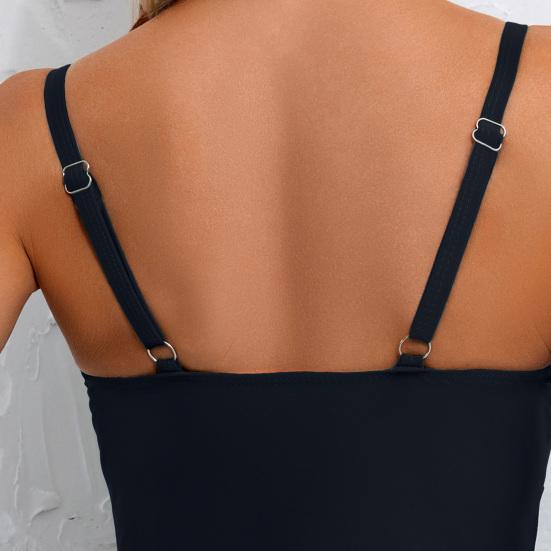 Summer Monokini Sexy One Piece Swimsuit Solid Color Deep V Neck Backless Slim Fit